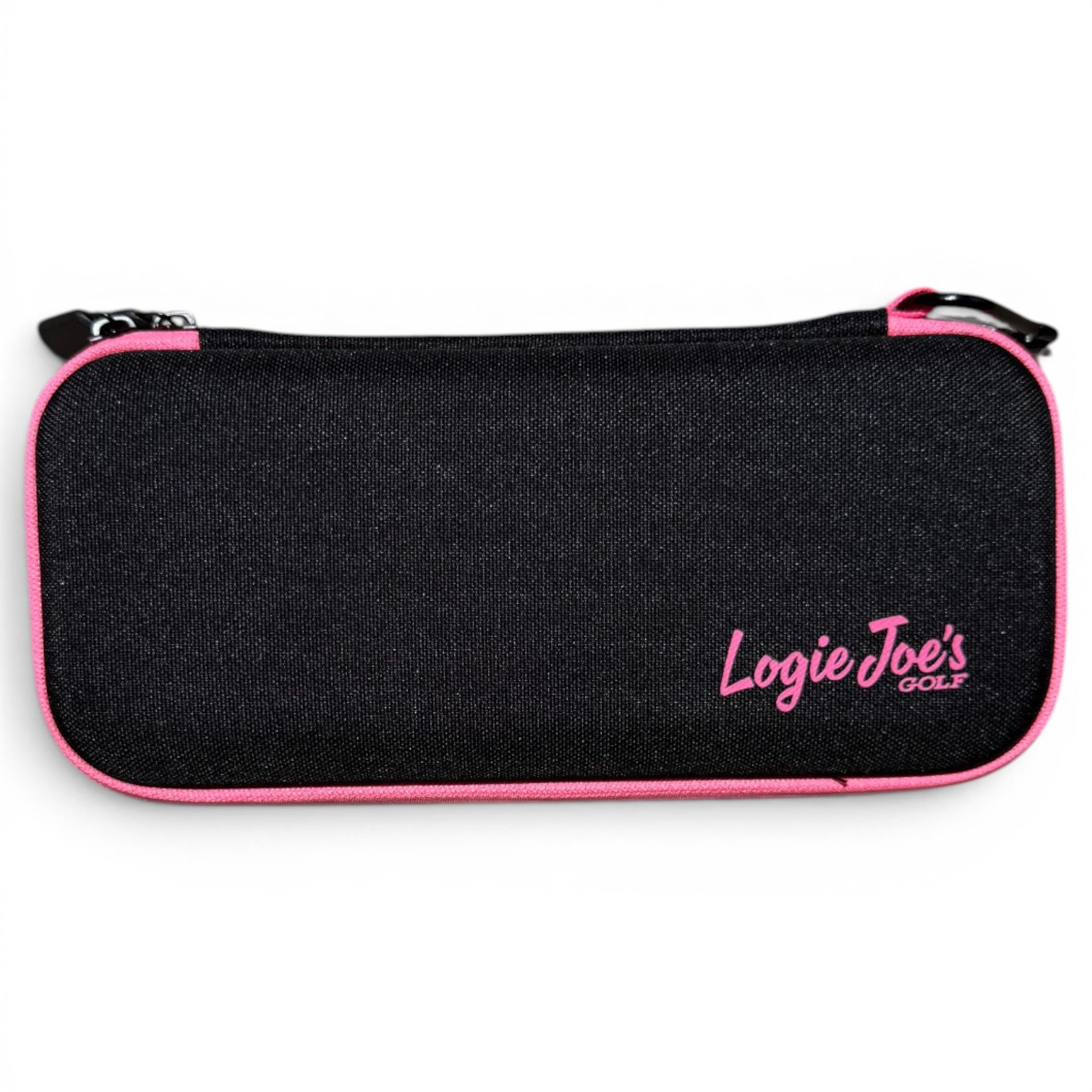 Black/Pink Golf Accessory Case | Zippered Organizer for Ball Markers, Tees, Divot Tools & Glove | Portable Golf Storage Case | Hard Shell Travel Case for Golf Accessories